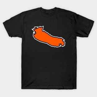 Gabriola Island Outline inTangerine Orange with Black Outline - Gabriola Island T-Shirt